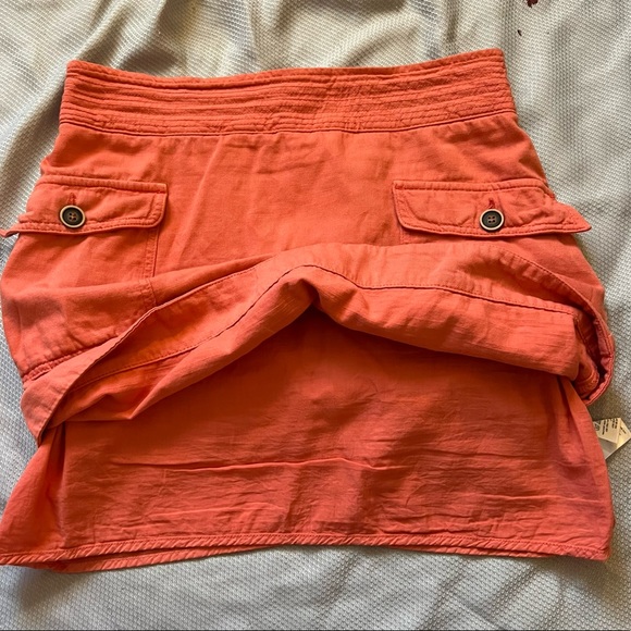 Anthropologie Cotton Linen Flap Pocket Utility Raspberry Skirt - Picture 6 of 8